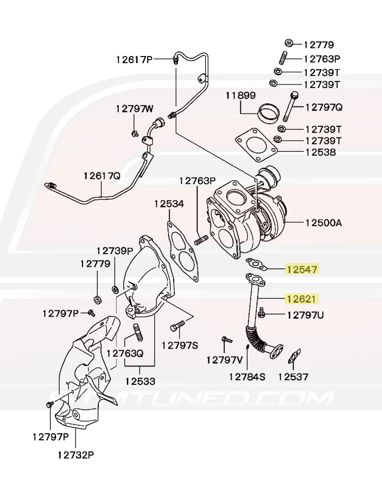 STM OEM Oil Return Line to Turbo Bolt & Gasket Kit for 2G DSM-2
