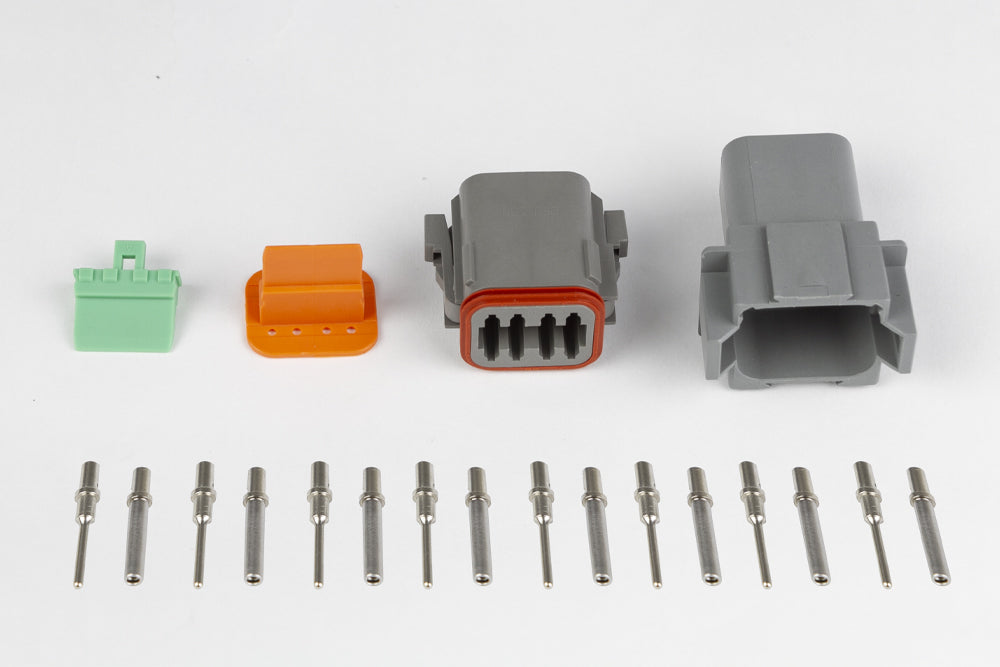Plug and Pins Only - Matching Set of Deutsch DT-8 Connectors (DT06-8S + DT04-8P) - (13 Amp)