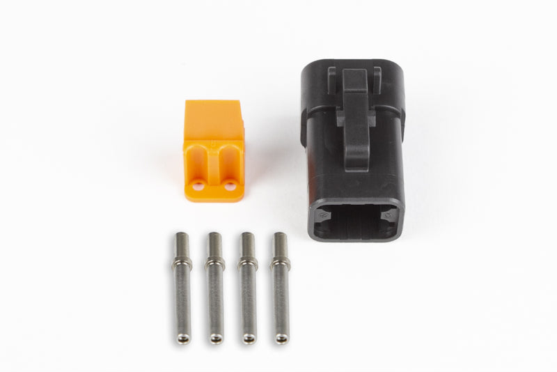 Plug and pins only - Male Deutsch DTP-06-4S - Black connector (25Amp)-1