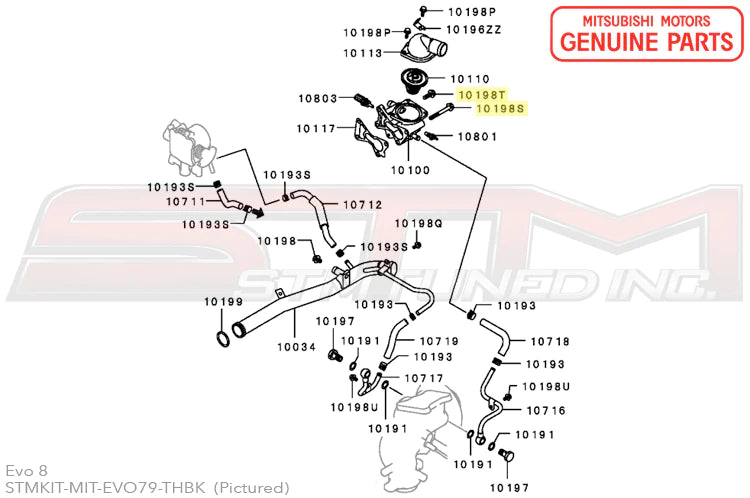 STM OEM Thermostat Housing Bolt Kit for Evo 7/8/9